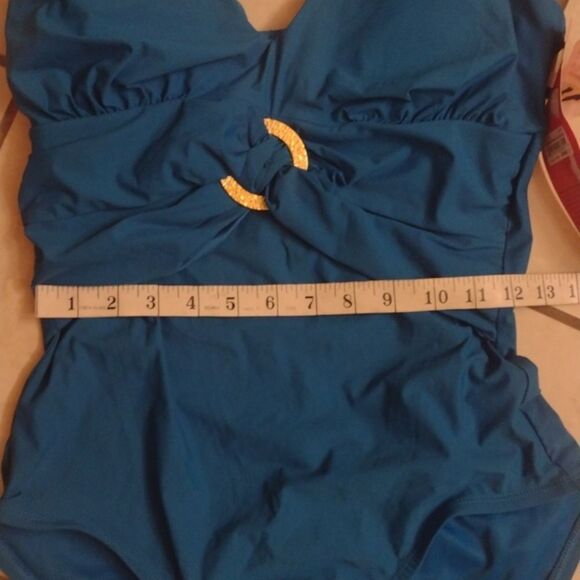 NWT Spanx Shaping Swimsuit One-piece Bayside Blue Halter 12 - Picture 11 of 16